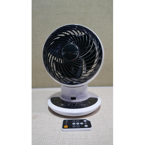 6131 - Iris Woozoo White Desk Fan with remote and box  (340-214) *This lot is subject to Vat