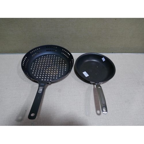 6157 - Oxo Perforated Frying Pan and a Mon Chateau Frying Pan (Both marked)  *This lot is subject to Vat