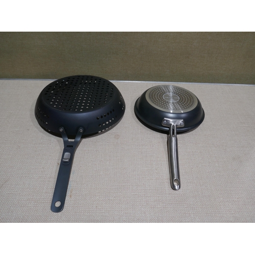 6157 - Oxo Perforated Frying Pan and a Mon Chateau Frying Pan (Both marked)  *This lot is subject to Vat