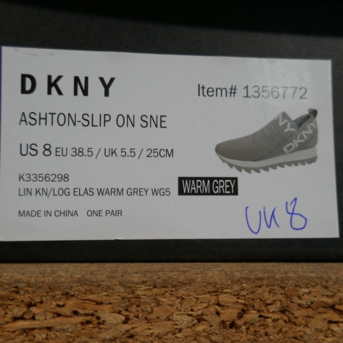 6285 - DKNY Ashton slip-on trainer in warm grey UK size 8 (340-73888) *This lot is subject to Vat