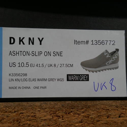 6285 - DKNY Ashton slip-on trainer in warm grey UK size 8 (340-73888) *This lot is subject to Vat