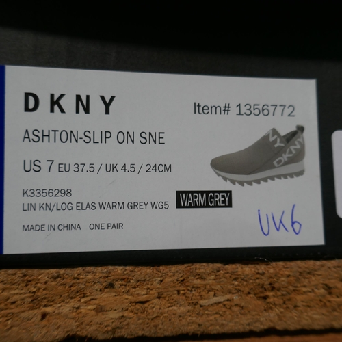 6289 - DKNY Ashton slip-on trainer in warm grey UK size 6 (340-73888) *This lot is subject to Vat