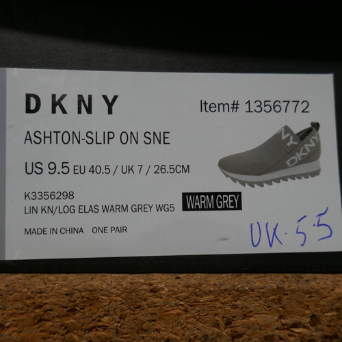 6291 - DKNY Ashton slip-on trainer in warm grey UK size 5.5 (340-73888) *This lot is subject to Vat