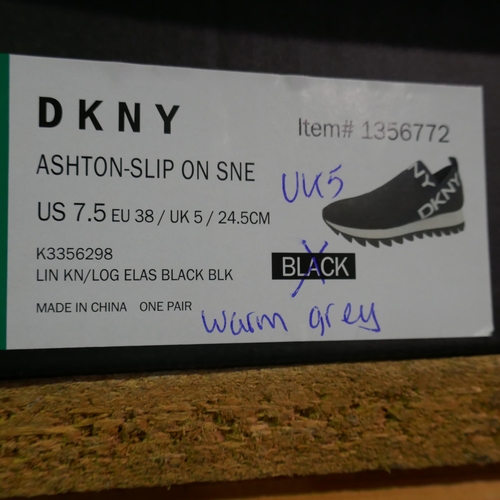 6299 - DKNY Ashton slip-on trainer in warm grey UK size 5 (340-73888) *This lot is subject to Vat