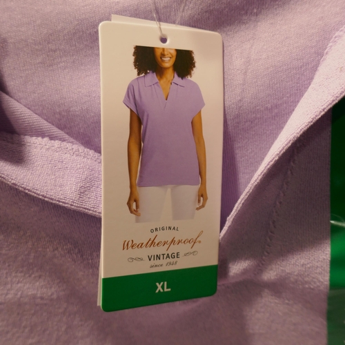 6309 - Weatherproof Vintage ladies lounge wear x 20 sets in purple. Comprising of polo shirt and shorts (5 ... 