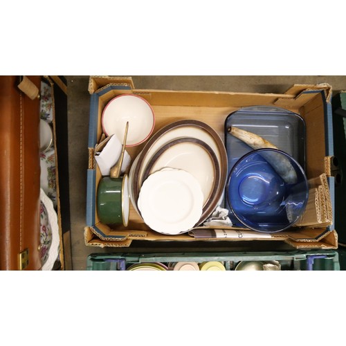 2305A - Eight boxes of assorted china, glass and household items