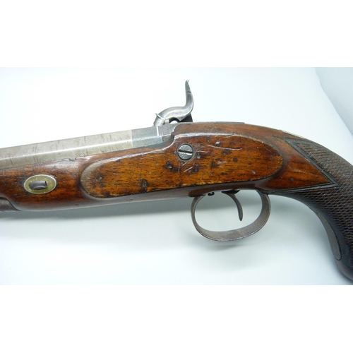 2332 - An early 19th century dueling pistol, marked Jewesson Battie, 39.5cm