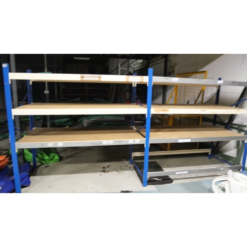 8004 - A double bay of three-tier industrial racking measuring 3.8m wide. Three smaller industrial shelving... 