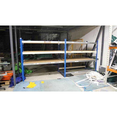 8004 - A double bay of three-tier industrial racking measuring 3.8m wide. Three smaller industrial shelving... 