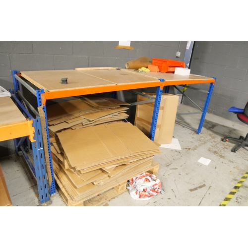 8014 - Two large benches made from cut down racking.  Items in lot offered for sale in situ at Bulwell, Not... 