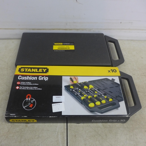 5003 - Two Stanley 10 piece cushion grip screwdriver sets