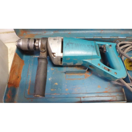 5033 - A Makita 8413 110v hammer drill and a Clarke Air ½