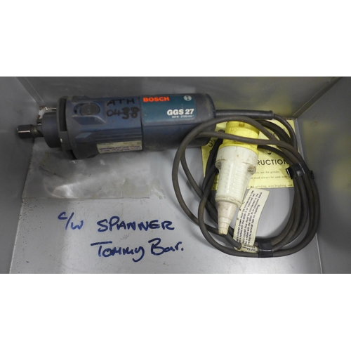 5036 - 3 110v power tools including a Makita 9741 wheel sander an Elu MOF96E 110v router and a Bosch GGS27 ... 