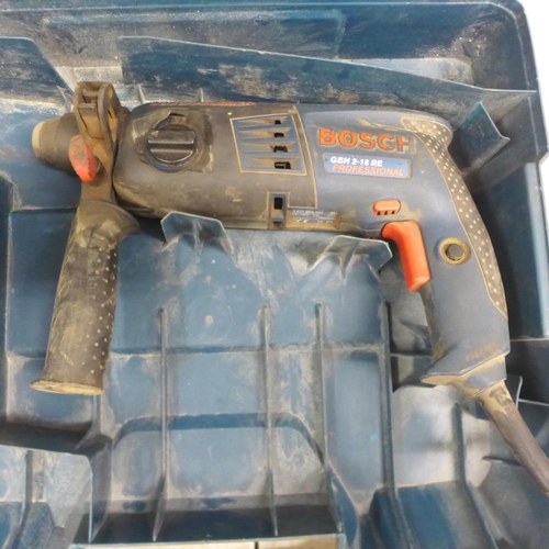 5037 - Three 110v power tools including a Bosch Professional GBH 2-18RE SDS hammer drill in a case, a Metab... 