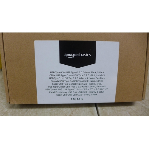 5044 - 8 Amazon Basics USB-C to USB-C, 5 packs (40 total) - unused