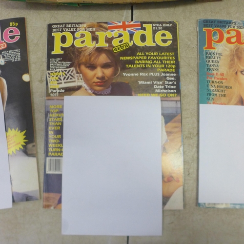 5052 - A box of adult interest magazines including mainly Parade