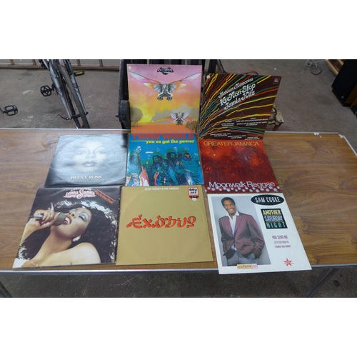 5077 - 2 boxes of various records including 1970s and 1980s pop and Reggae including Madonna, Duran Duran, ... 