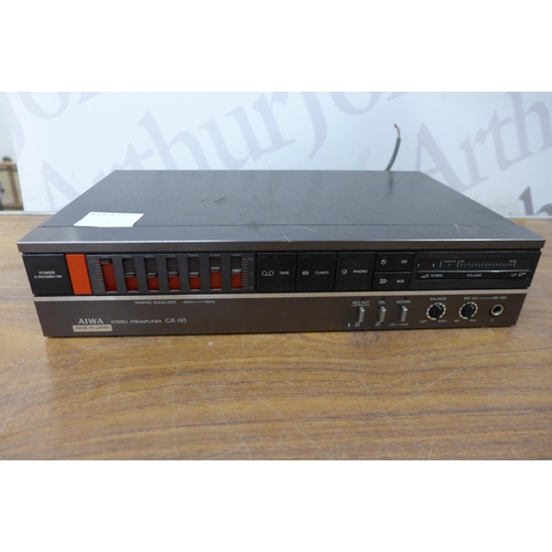 5077A - A quantity of hi-fi equipment including Aiwa GX-110 stereo pre amp and BX-110 stereo power amp and a... 