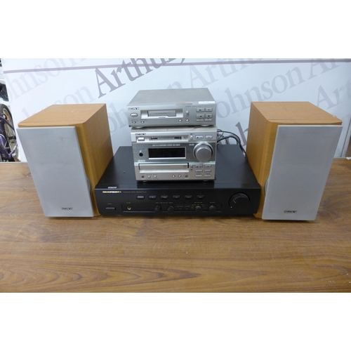 5088 - A quantity of assorted hi-fi equipment including Sony TCTX373 cassette deck, Sony DHC-MD373 mini hi-... 