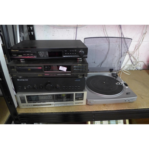 5089 - An Aiwa PXE860 turntable, a Pioneer F-208RDS stereo tuner, Technics SLP227A CD player, Cambridge Aud... 