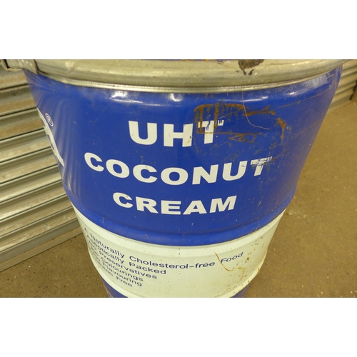 5175 - A steel Kara UHT Coconut Cream barrel