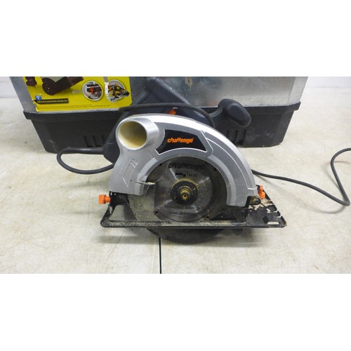 5026 - A Stanley trolley tool box with a Challenge MIY-HF-160 160mm circular saw