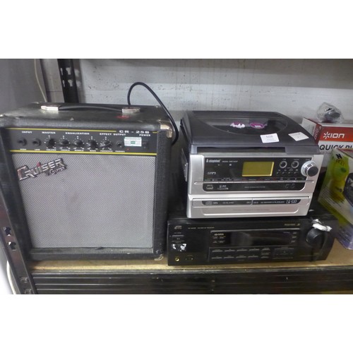 5093 - A Steepletone SM4033P stereo music system, a JVC RX-500R FM receiver and a Cruiser CR-25B amplifier