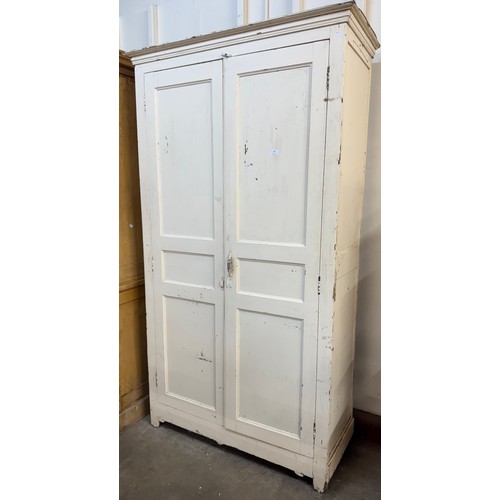 160 - A Victorian painted pine two door housekeepers cupboard