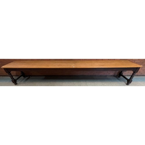 165 - An extremely large Victorian pine scrub top country house serving table (72 x 430 x 64cms)