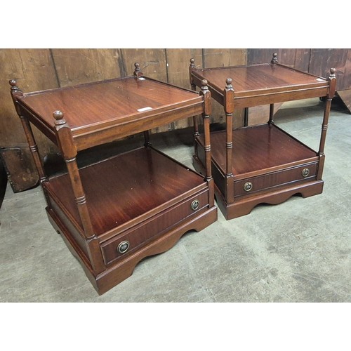 222 - A pair of Regency style mahogany single drawer lamp tables