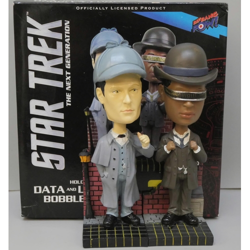 2145 - Three Star Trek collectables, all sealed in original packaging, Captain Jean Luc Picard, Holodeck Da... 