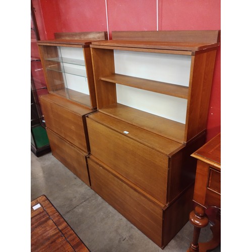 133 - A teak modular wall unit