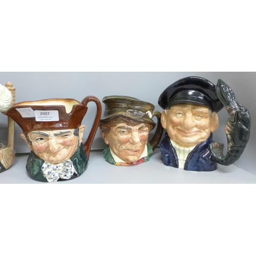 2007 - Five Royal Doulton character jugs including Lobster Man