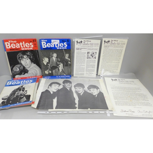 2013 - Beatles; monthly magazines (19) and Fan Club National letters and signed promo sheet, believed to be... 