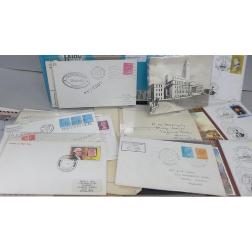 2015 - Stamps; a collection of Paquebot covers, etc., plus a Board of Trade Continuous Certificate of Disch... 