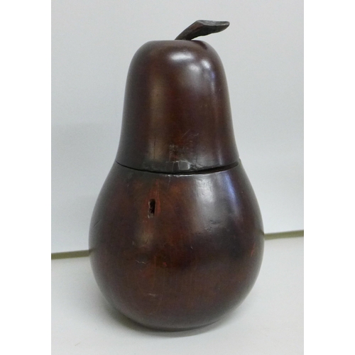 2016 - A treen reproduction tea caddy in the form of a pear