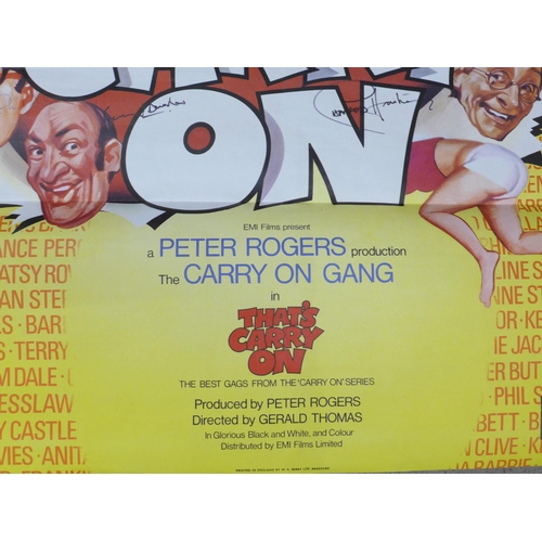 2017 - A Carry On That's Carry On film poster signed by Phil Silvers, Bernard Bresslaw, Charles Hawtrey, Ji... 