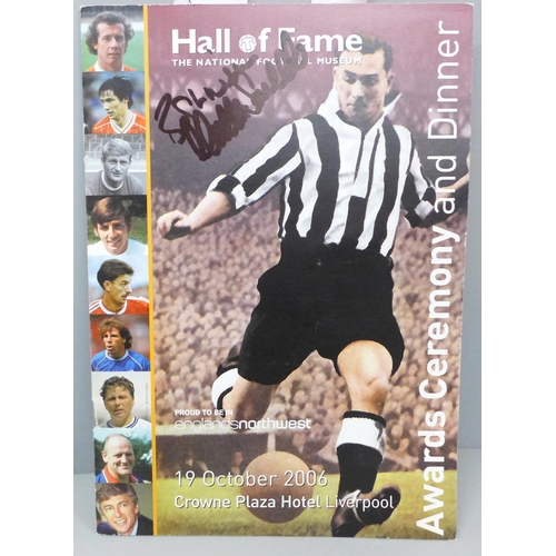 2020 - A Hall of Fame autographed menu football dated 2006, including Roger Hunt, Alan Ball, Bobby Charlton... 