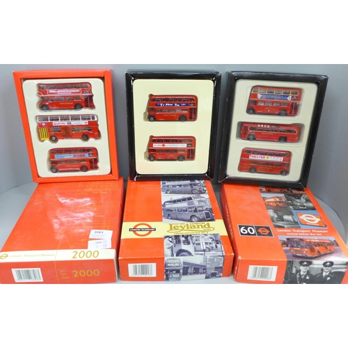 2083 - Three London Transport Museum boxed bus sets; 2000, 60 and limited edition set 4 of Post War Leyland... 