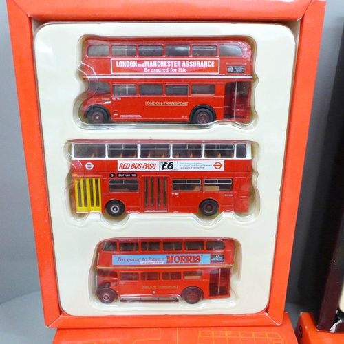 2083 - Three London Transport Museum boxed bus sets; 2000, 60 and limited edition set 4 of Post War Leyland... 