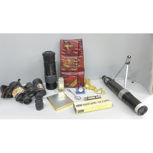 2089 - A pair of Viking 10x42 binoculars, a Bisley zoom telescope, Prinzflex 100-200 zoom lens, tripod, etc... 