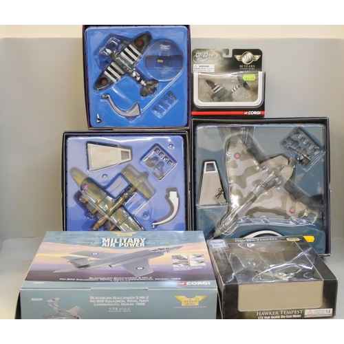 2129 - Six model aircraft, Aviation Archive Avro Vulcan B2, Blackburn Buccaneer Mk2, etc., all boxed