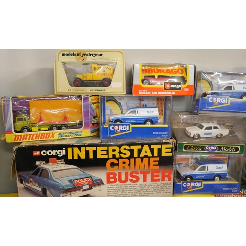 2275 - A collection of model vehicles, all boxed including Britains Autoway, Matchbox, Corgi Interstate Cri... 