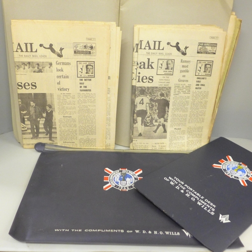 2277 - A World Cup 1966 scrapbook with newspapers and clippings, score sheet, Daily Express World Cup Guide... 