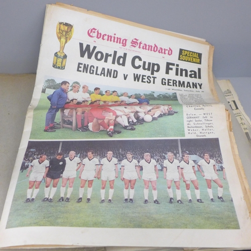 2277 - A World Cup 1966 scrapbook with newspapers and clippings, score sheet, Daily Express World Cup Guide... 