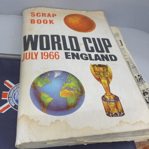 2277 - A World Cup 1966 scrapbook with newspapers and clippings, score sheet, Daily Express World Cup Guide... 