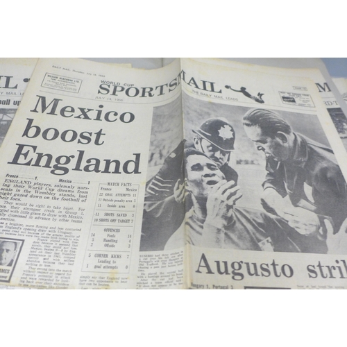 2277 - A World Cup 1966 scrapbook with newspapers and clippings, score sheet, Daily Express World Cup Guide... 