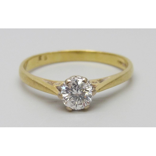 7007 - An 18ct gold and diamond ring, 0.5 carat weight, 2.5g, Q