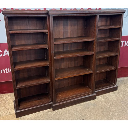 183 - An Edward VII mahogany breakfront open bookcase