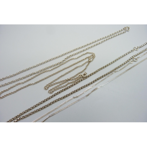 7134 - Four silver neck chains, 25g